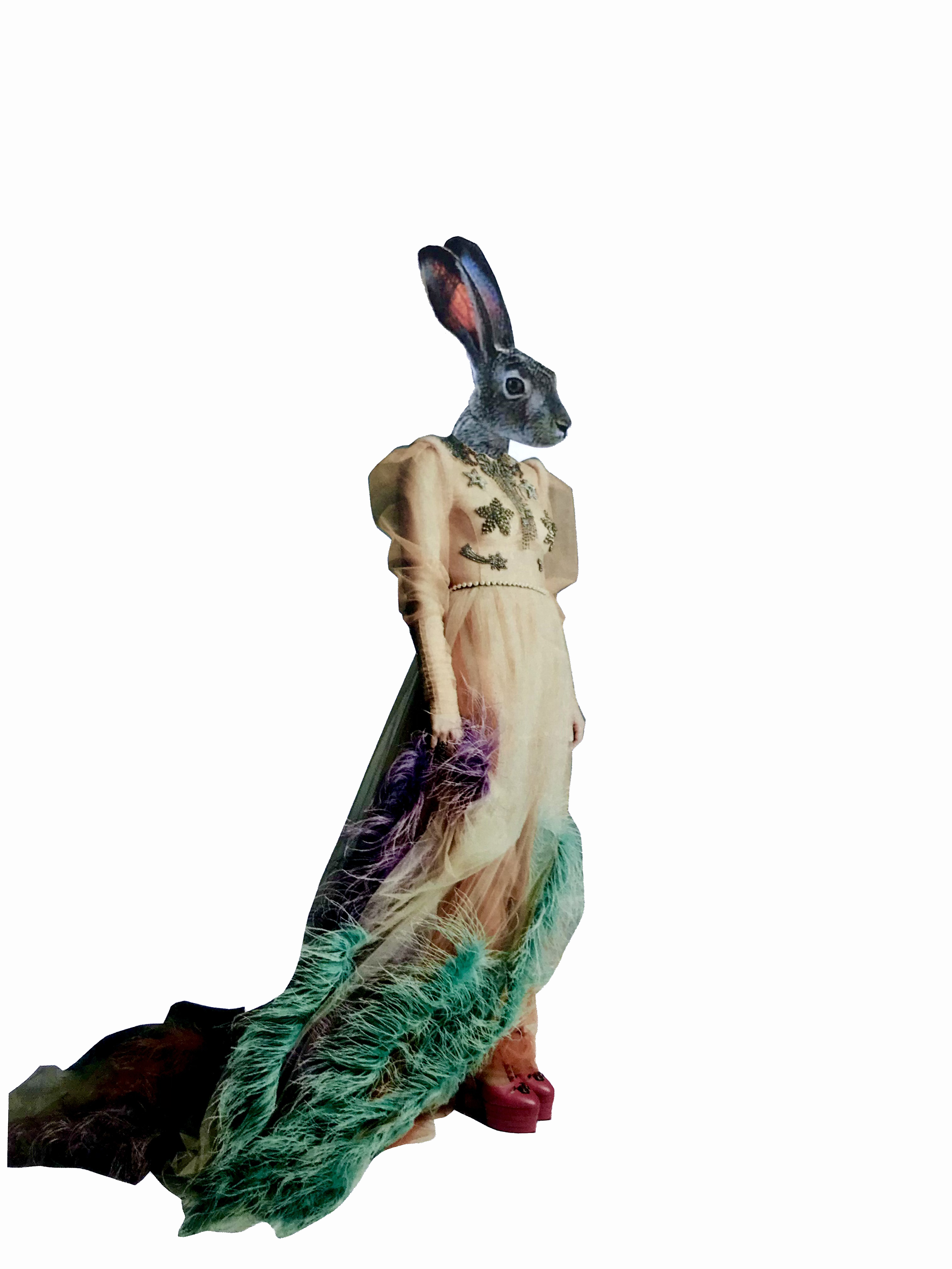 Feather Dress, original collage
