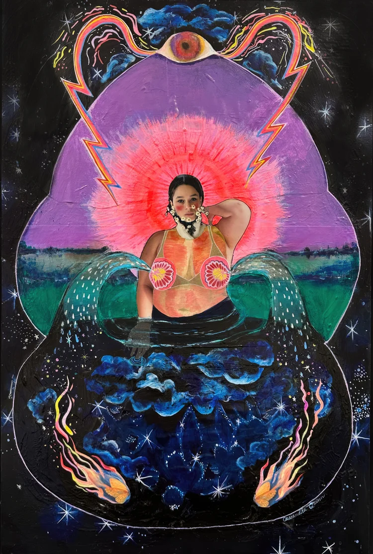 Milky Way, mixed media collage on panel